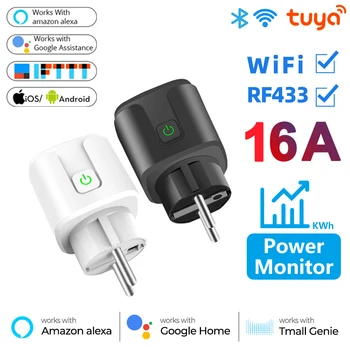 Tuya WiFi Bluetooth Smart Plug Home Wireless EU Socket APP Voice Timing RF433 Поддержка Дистанционного Управления Alexa Echo Google Assistant