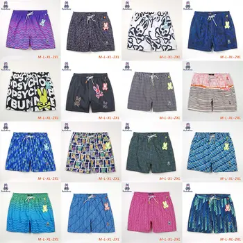 Летние Новые Мужские пляжные брюки 2023, Мужские шорты для пляжного серфинга, Модные шорты с принтом Psycho Bunny