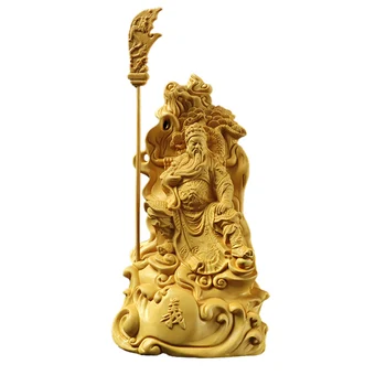 16 см деревянная статуя Гуань Гун Резьба по твердому дереву в китайском стиле мифические персонажи Бог войны Гуань Гун украшения дома ремесла