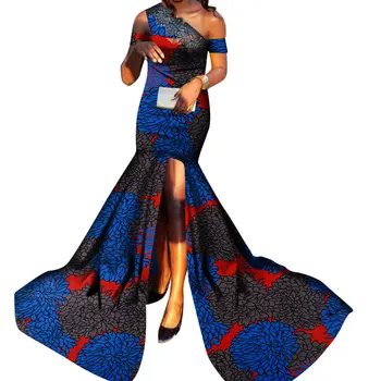 Африканские платья для женщин, стиль Bazin Riche, Женская одежда в африканском стиле, Изящная Леди, восковое платье с принтом, большие размеры, вечернее платье WY3740