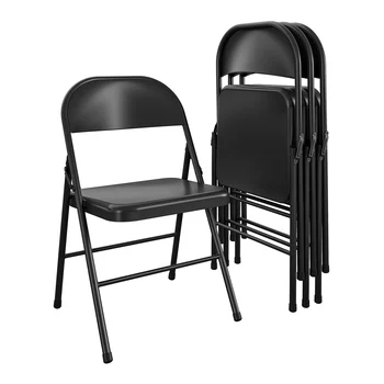 Стальной складной стул (4 упаковки), черный черный стул, стулья для обеденного стола