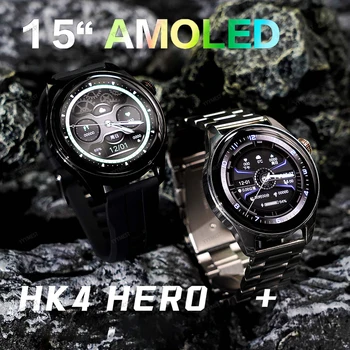 AMOLED Смарт-часы HK4 HERO Для мужчин и женщин с 1,5 “круглым экраном, NFC-компас, голосовой ассистент, спортивные умные часы для фитнеса для Android IOS