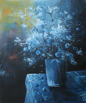 Абстрактная картина ручной работы с цветами -белые цветы 56, насыщенная цветочная картина маслом для домашнего декора, вертикальная