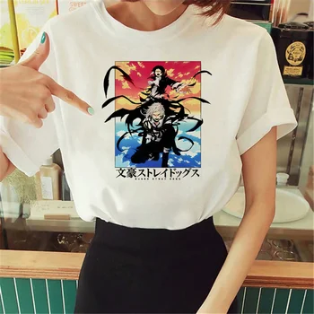 Bungou Футболка с бродячими собаками, женская футболка с забавными комиксами манга, дизайнерская одежда для девочек