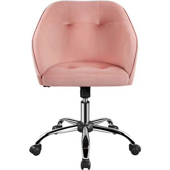 Современный бархатный регулируемый поворотный офисный стул, розовый