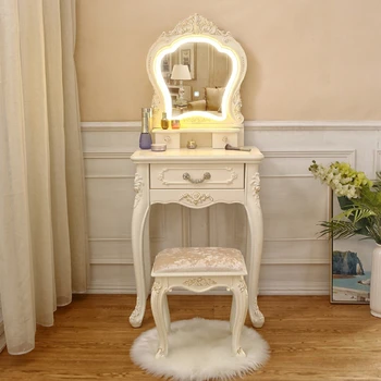 Туалетный столик в европейском стиле, стол для макияжа в спальне, Многофункциональный туалетный столик для маленькой квартиры Принцессы