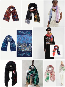 новый модный испанский шарф с красочным принтом, шаль, зонт, пляжное полотенце, вышитое теплое полотенце, защита от солнца