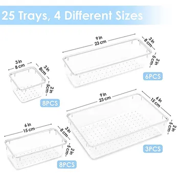 Набор удобных органайзеров для ящиков из АБС-пластика 25шт-подходит для всех ящиков, для ДОМАШНИХ ЖИВОТНЫХ разных размеров, прозрачный 25шт