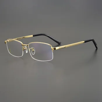 Zerosun 24k Золотые Титановые Очки В Оправе Мужские Очки Для Близорукости Без Оправы Мужские Сверхлегкие С Защитой От Отражения 0-150 200