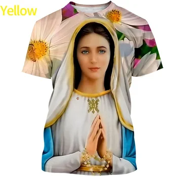 Летняя новинка 2023, модная мужская и женская футболка с 3D принтом Девы Марии, персонализированная крутая футболка с принтом