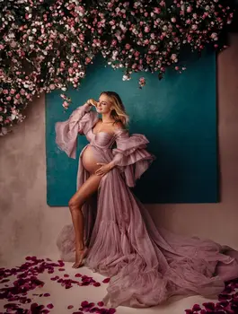 Сладкие Румяно-Розовые платья для фотосъемки беременных Элегантное платье для фотосессии беременных женщин