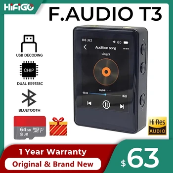F.AUDIO T3 Bluetooth MP3 Музыкальный Плеер Портативный Сенсорный экран Hi-res USB DAC Walkman PCM 32Bit 768 кГц DSD256 Аудиоплеер Без потерь
