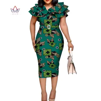 Riche Африканские платья с оборками и Воротником-Поясом для Женщин, Платье с принтом Дашики, Vestidos, Женская Свадебная Африканская Одежда, WY5740